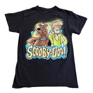 Scooby-Doo Graphic Design Black T-Shirt Scooby & Shaggy Cotton Men's Size Small